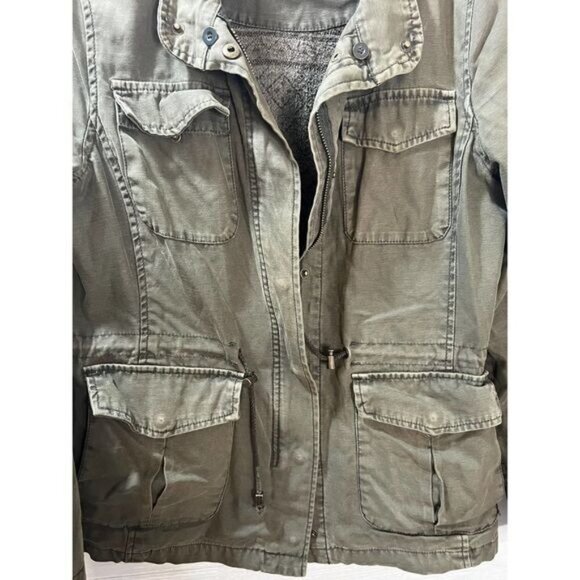 Levis Womens Olive Green Utility Military Style Jacket With Pockets Size L Cotto - Picture 7 of 8